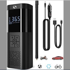 Digital Tire Inflator Portable Tire Compressor, Cordless Air Inflator LED Light